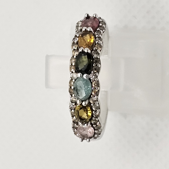 Beautiful Multicolor Tourmaline Ring in Sterling Silver Size 9 - Picture 8 of 9